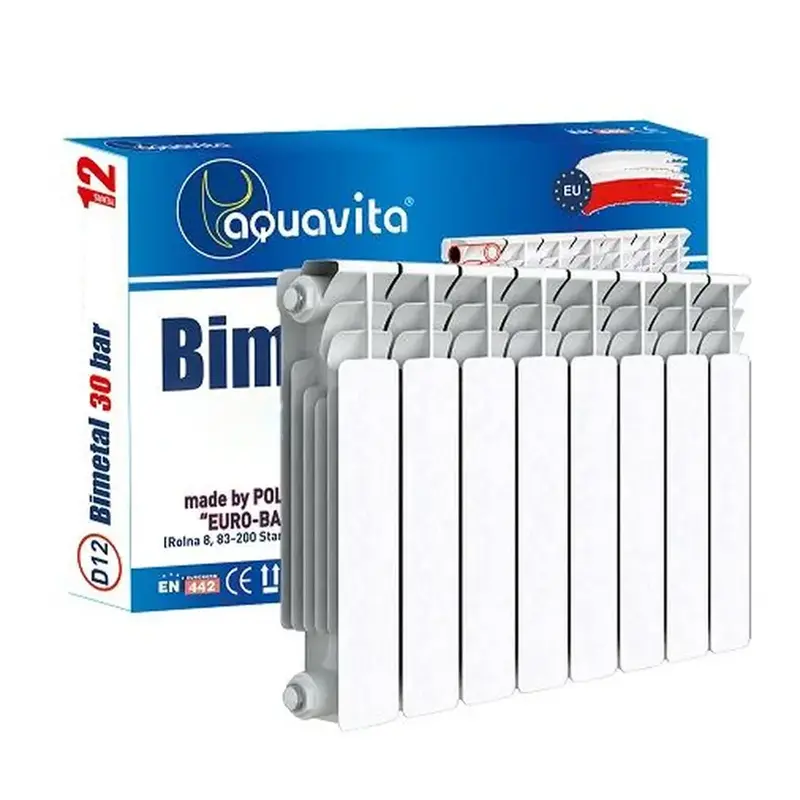 6bc3255b001811f1b80cb42e99ccff36_2504dd7e122811f1b80cb42e99ccff36 Секція радіатора біметалевого 500/100 AQUAVITA D12 30 бар - Зображення 1