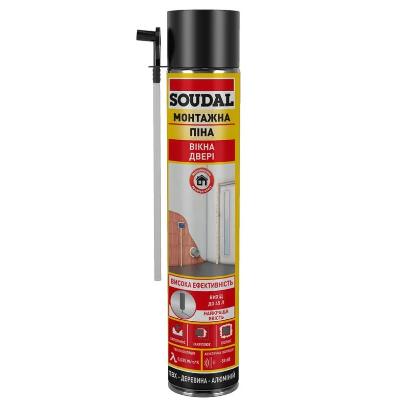 8f9e6c102b2d11f0b7de901b0ecd7ae4_17d243a4239611f1b80cb42e99ccff36 Піна SOUDAL монтажна пістол. 750мл жовта - Зображення 1