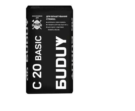 cd0b1c80776f11f0b7ebb42e99c9b7fd_0e1497100bf811f1b80cb42e99ccff36 С-20 Стяжка Buduy для підлоги армована (міш. 25кг) - Зображення 1