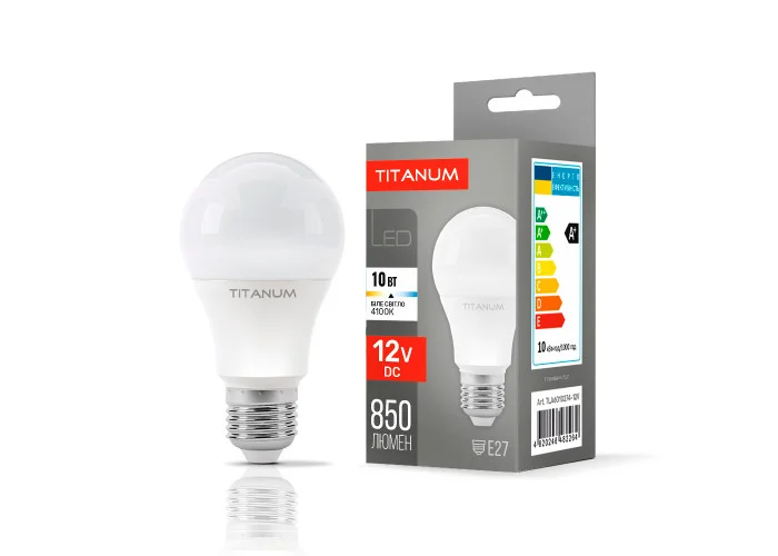 f0cd575f3fb011f0b7e5b42e99c9b7fd_89cb1d95072511f1b80cb42e99ccff36-1 Лампа Titanium LED A60, 12V, E27, 4100K, (TLA6010274-12V) - Зображення 1