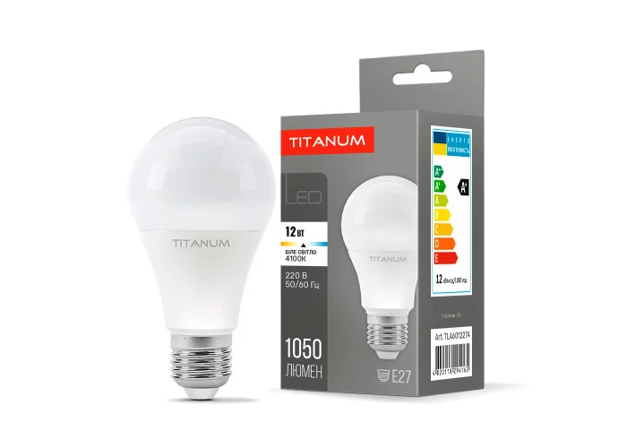 f0cd57603fb011f0b7e5b42e99c9b7fd_89cb1d96072511f1b80cb42e99ccff36-1 Лампа Titanium LED A60, 12W, E27, 4100K, 220V - Зображення 1