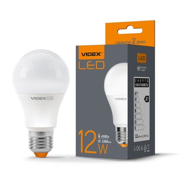 f0cd57663fb011f0b7e5b42e99c9b7fd_17d243a6239611f1b80cb42e99ccff36 Лампа Videx LED A60e, 12W, E27, 4100K, 220V (VL-A60e-12274) - Зображення 1