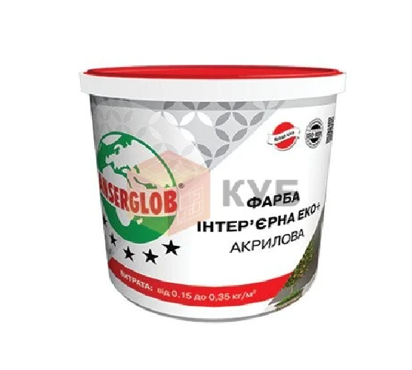 74c9c275359311f1b80cb42e99ccff36_0b3b851b3c8b11f1b80cb42e99ccff36 Фарба інтер'єрна ЕКО+ акрилова ANSERGLOB, 14кг - Зображення 1